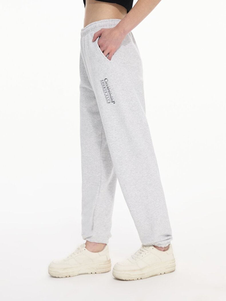 Sloganlı Jogger Gri Eşofman