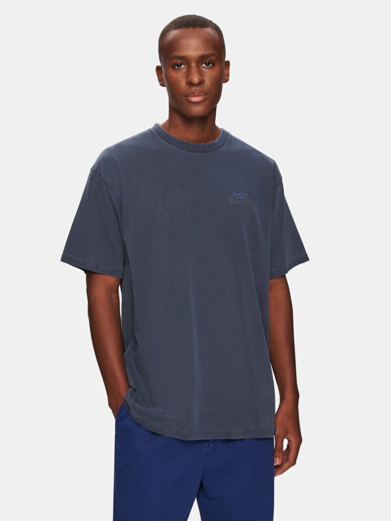 Short Sleeve Crew Neck Surface With Print Loose Navy T-shirt