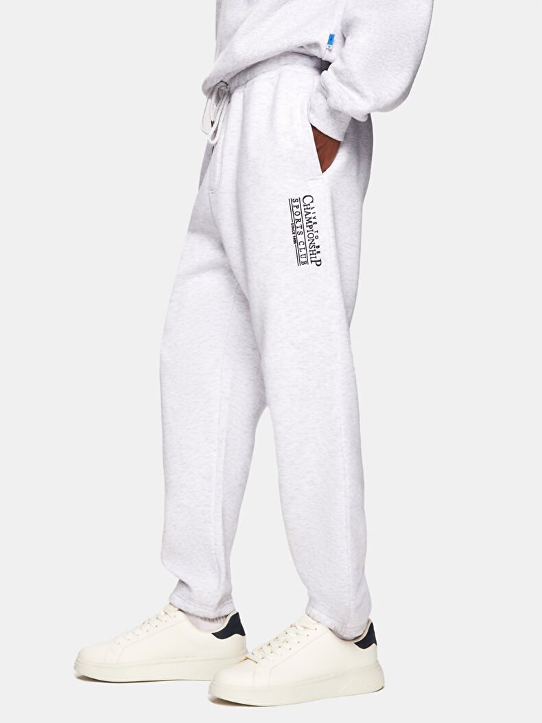 Baskılı Basıc Jogger Gri Eşofman