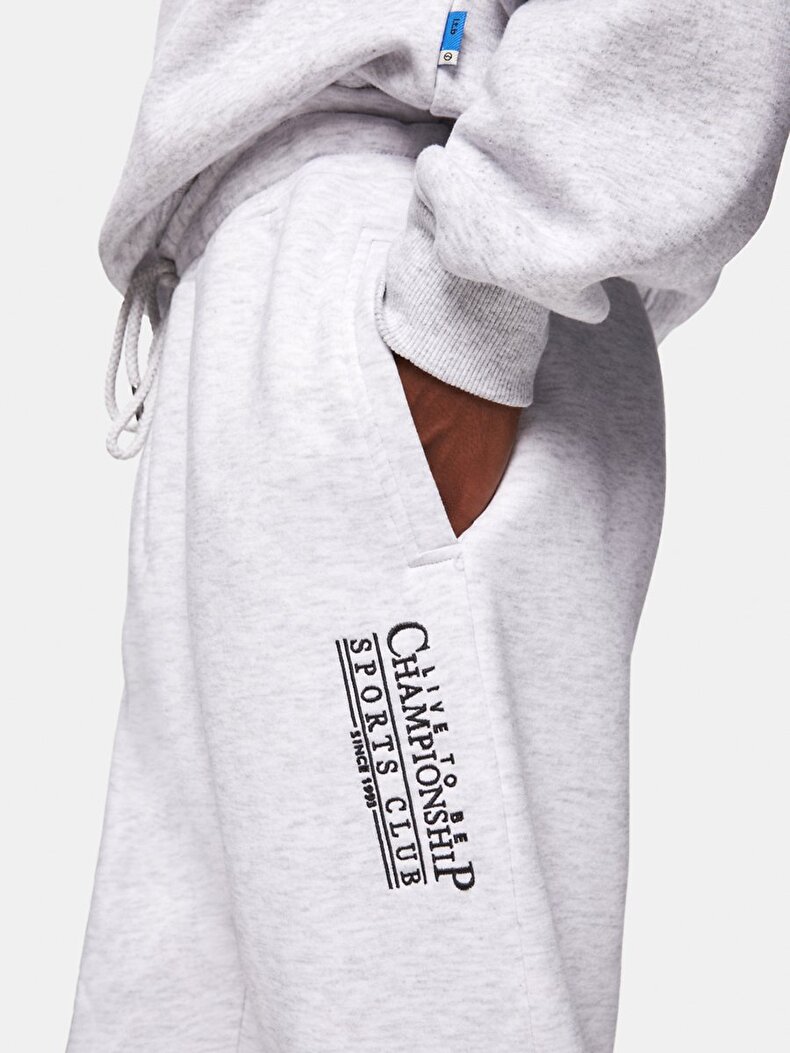Baskılı Basıc Jogger Gri Eşofman