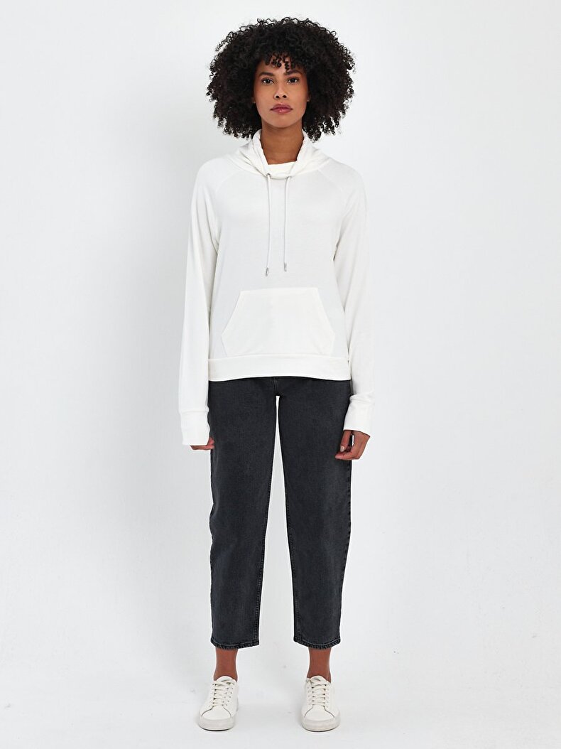 Pouch Pocket With Pockets White Sweatshirt