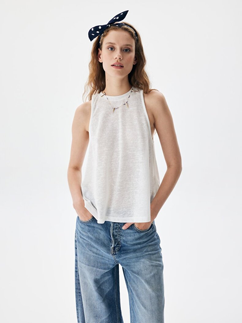 Striped Print V-neck Basic Dust Athlete