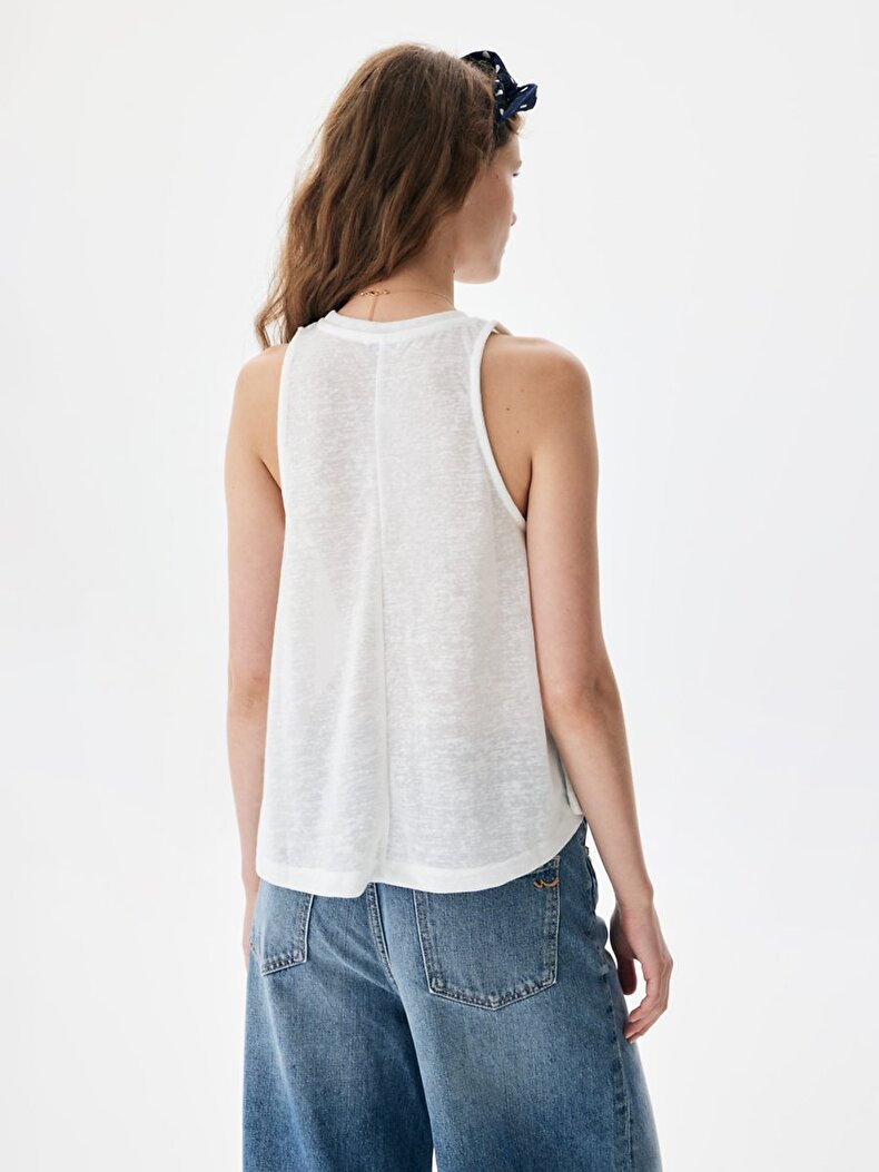 Striped Print V-neck Basic Dust Athlete