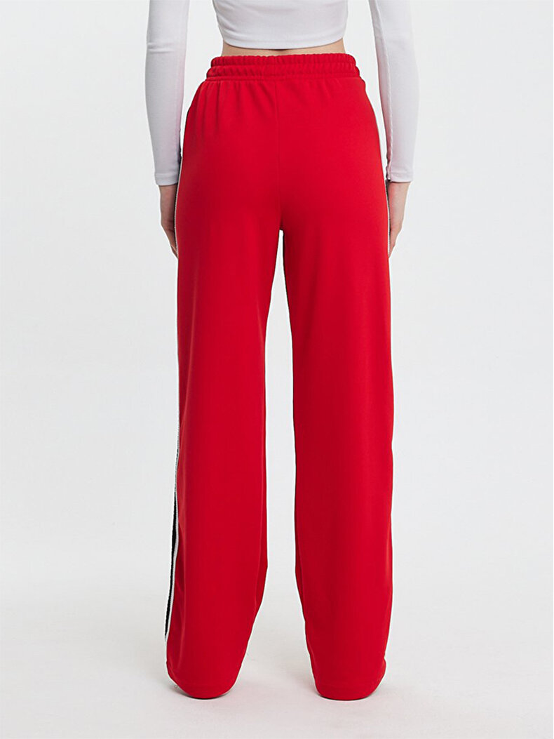 Şeritli Kırmızı Pantolon
