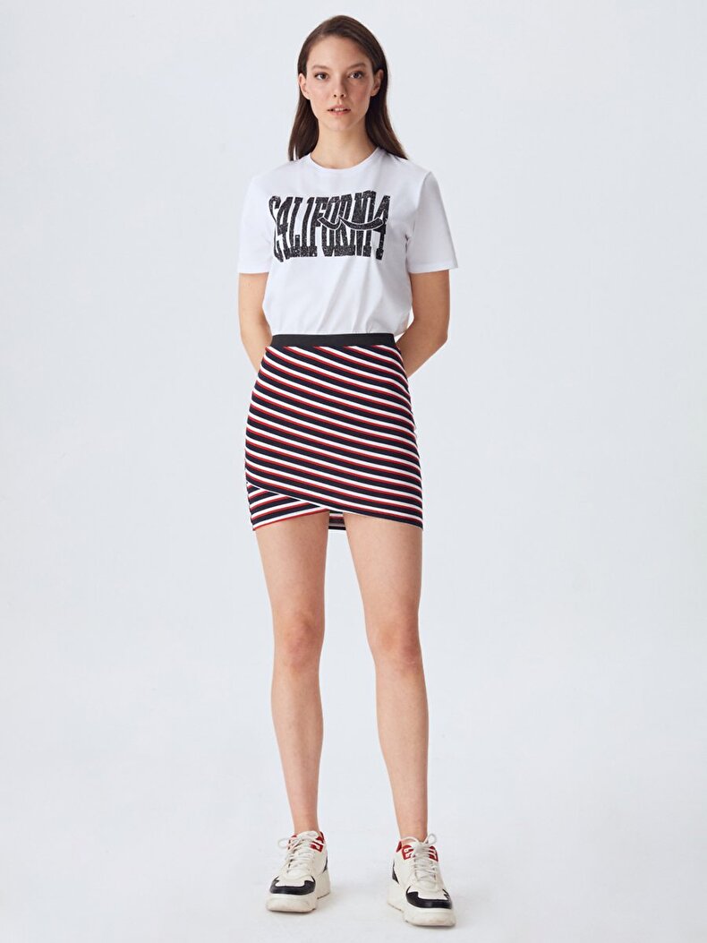 Striped Print Short Skirt