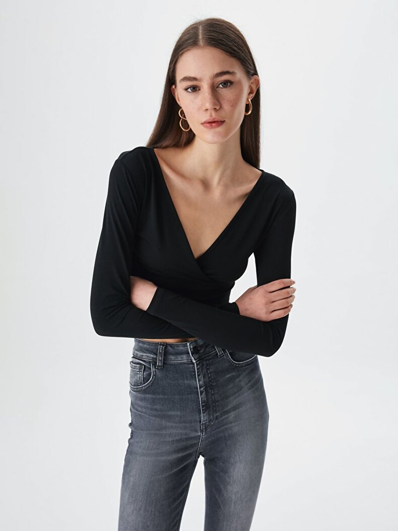 V-neck Black Sweatshirt