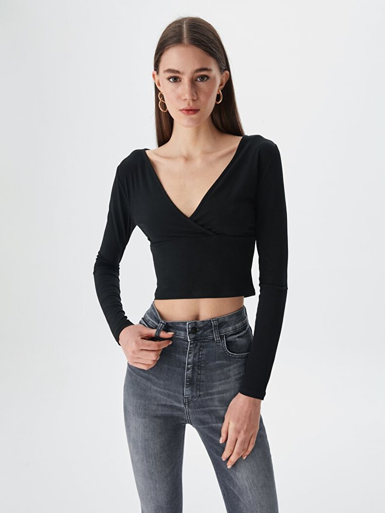 V-neck Black Sweatshirt