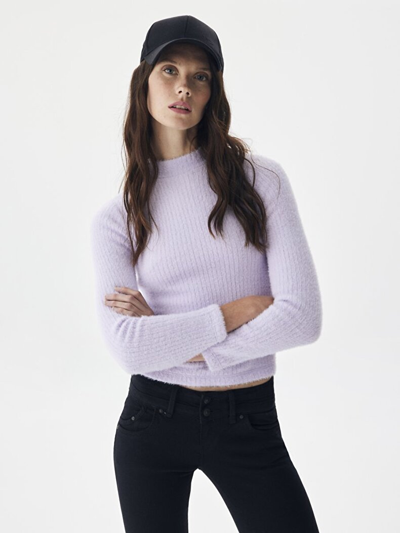 Straight Collar Lilac Sweatshirt