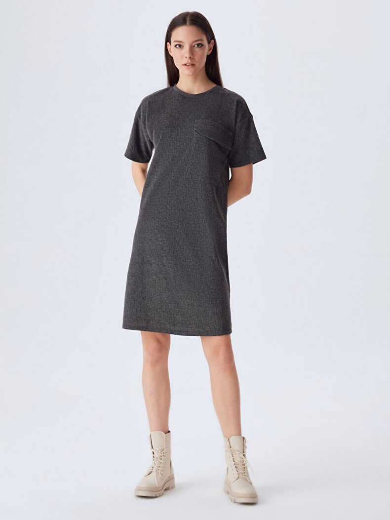 Short Sleeve With Pockets Anthracite Dress