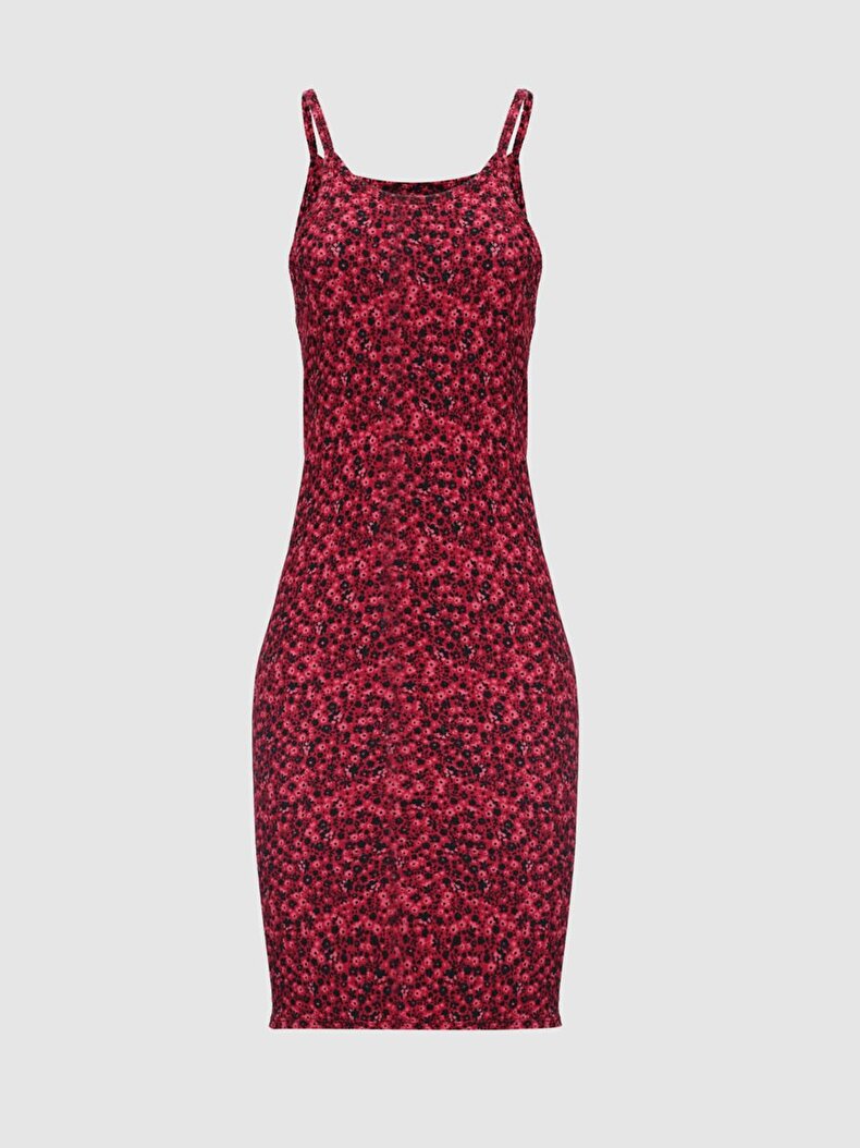 Çiçek Desenli Halter Yaka Elbise