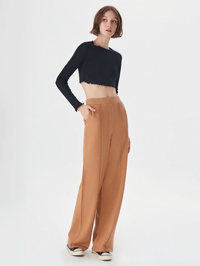 With Pockets Long Brown Trousers