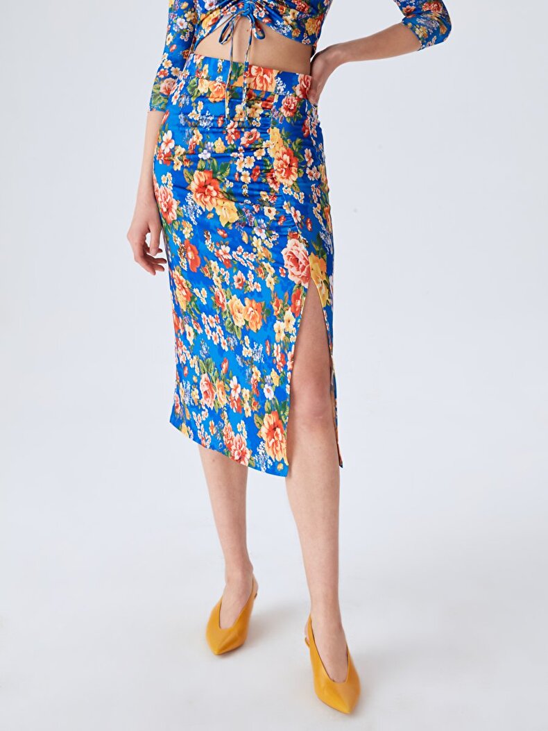 Pattern Shirred Skirt