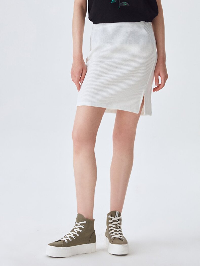 Short Split White Skirt