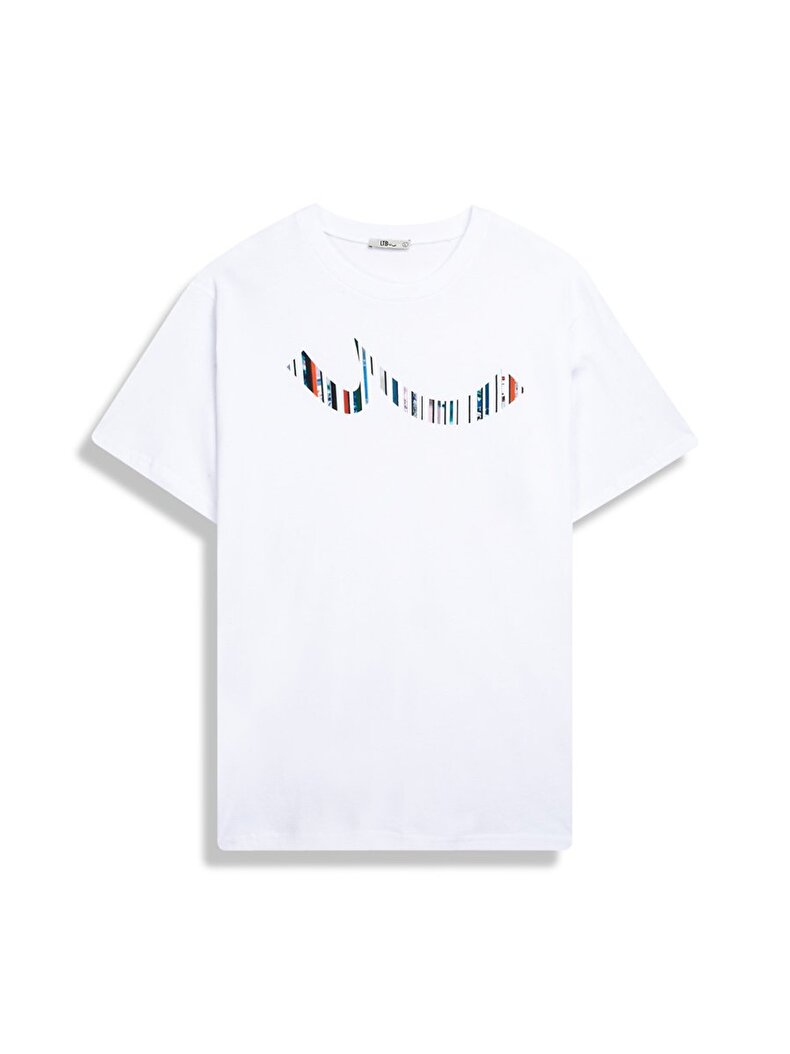 Kısa Kollu Sıfır Yaka Sıgn Baskılı Krem T-shırt Kısa Kollu Sıfır Yaka Sıgn Baskılı Krem T-shırt