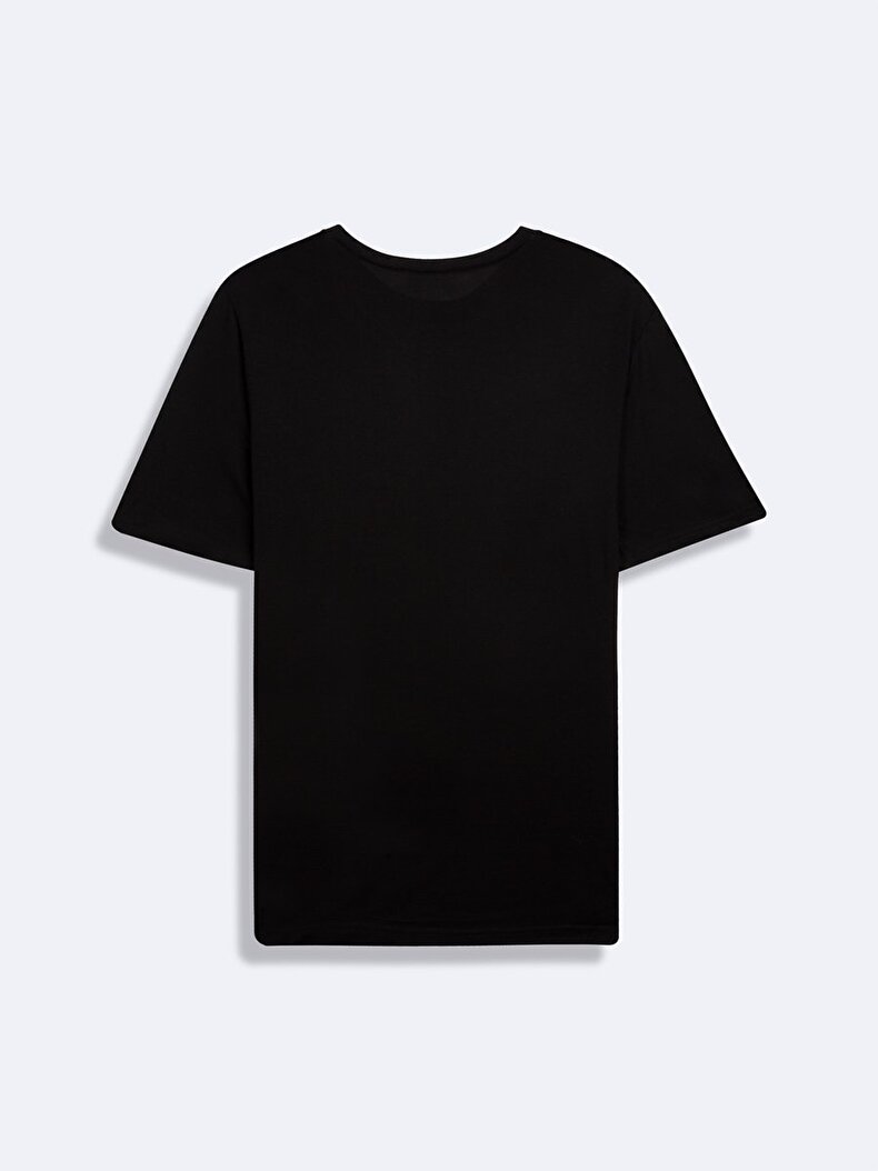 Short Sleeve Crew Neck Sign With Print Black T-shirt