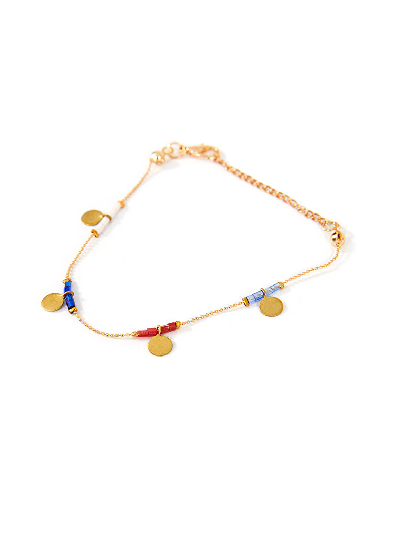 Thin Chain With Beads Yellow Bracelet