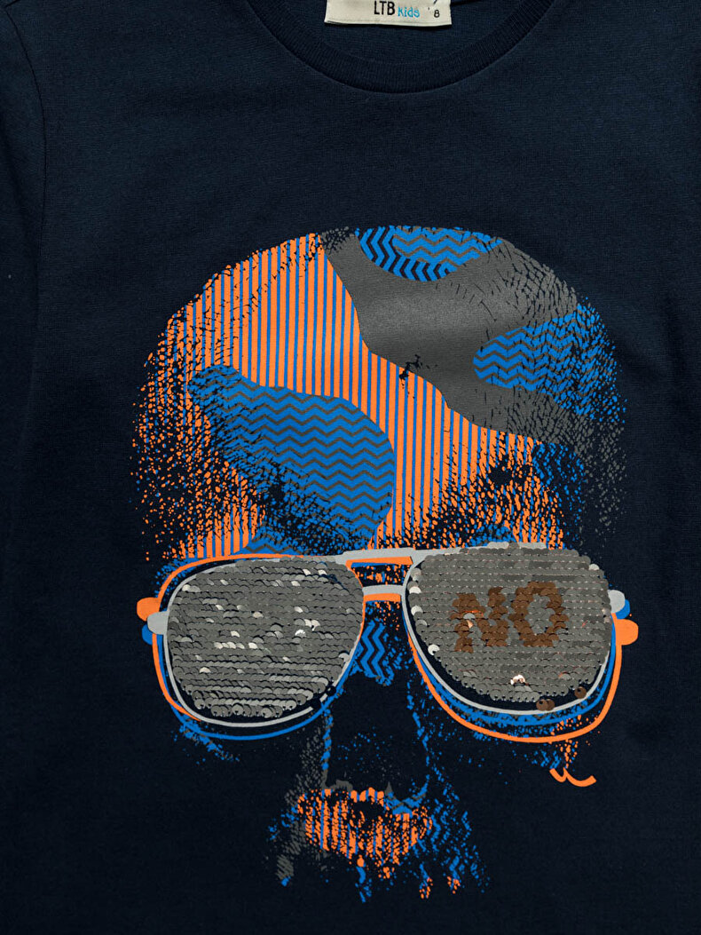 BLAUW T-SHIRT LANGE MOUW 