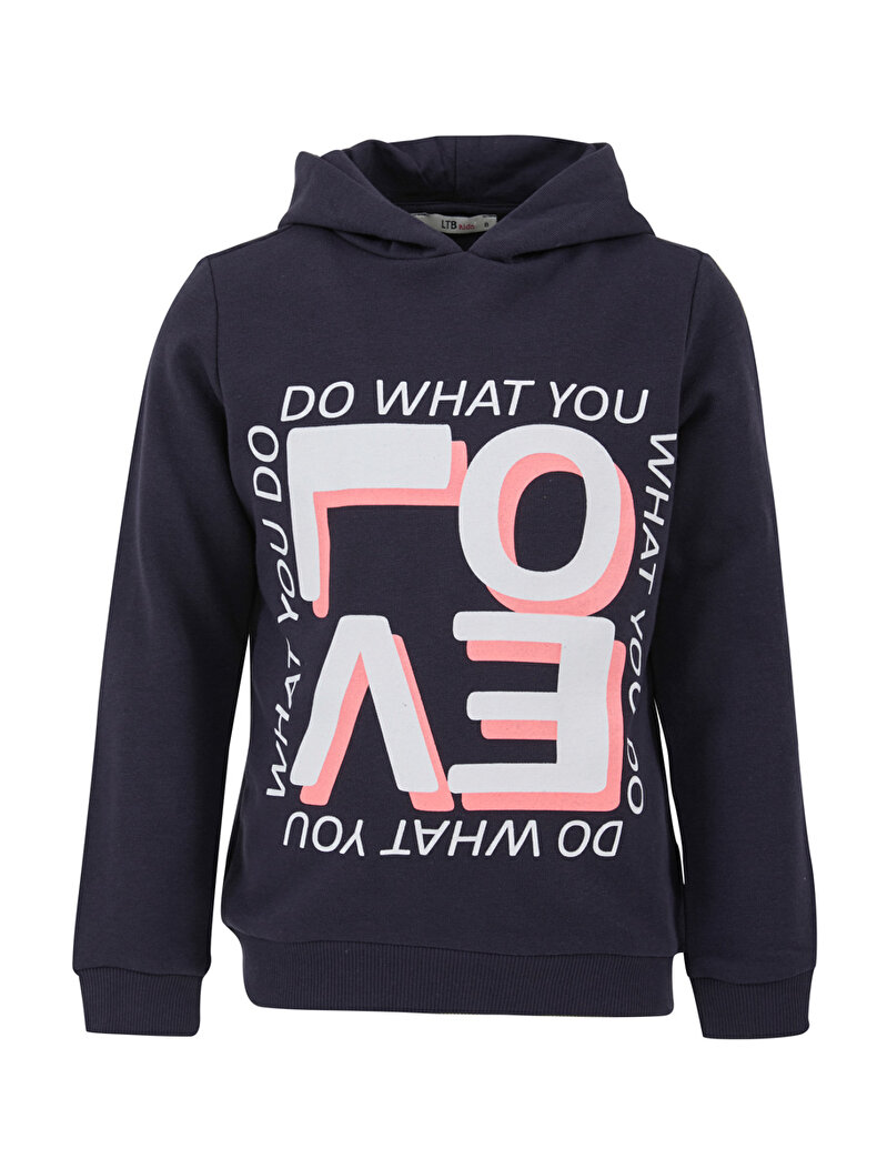 Dunkelblau Kapuzensweatshirt