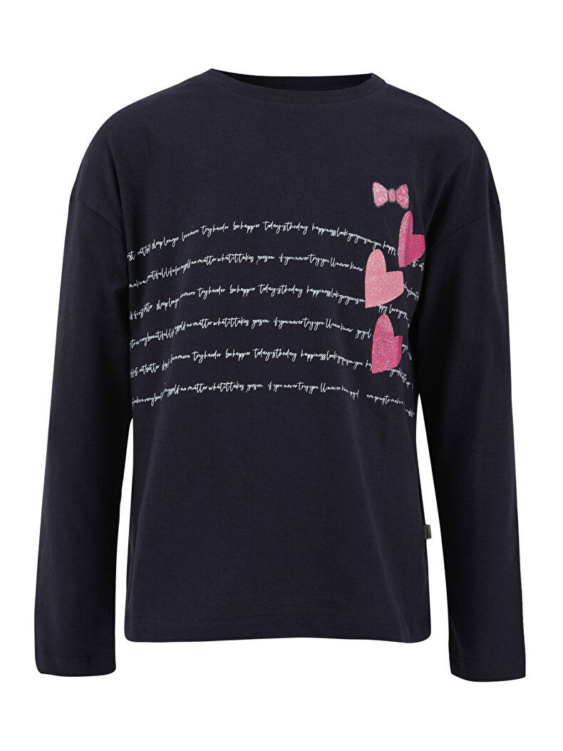 Dunkelblau T-shirt Langarm