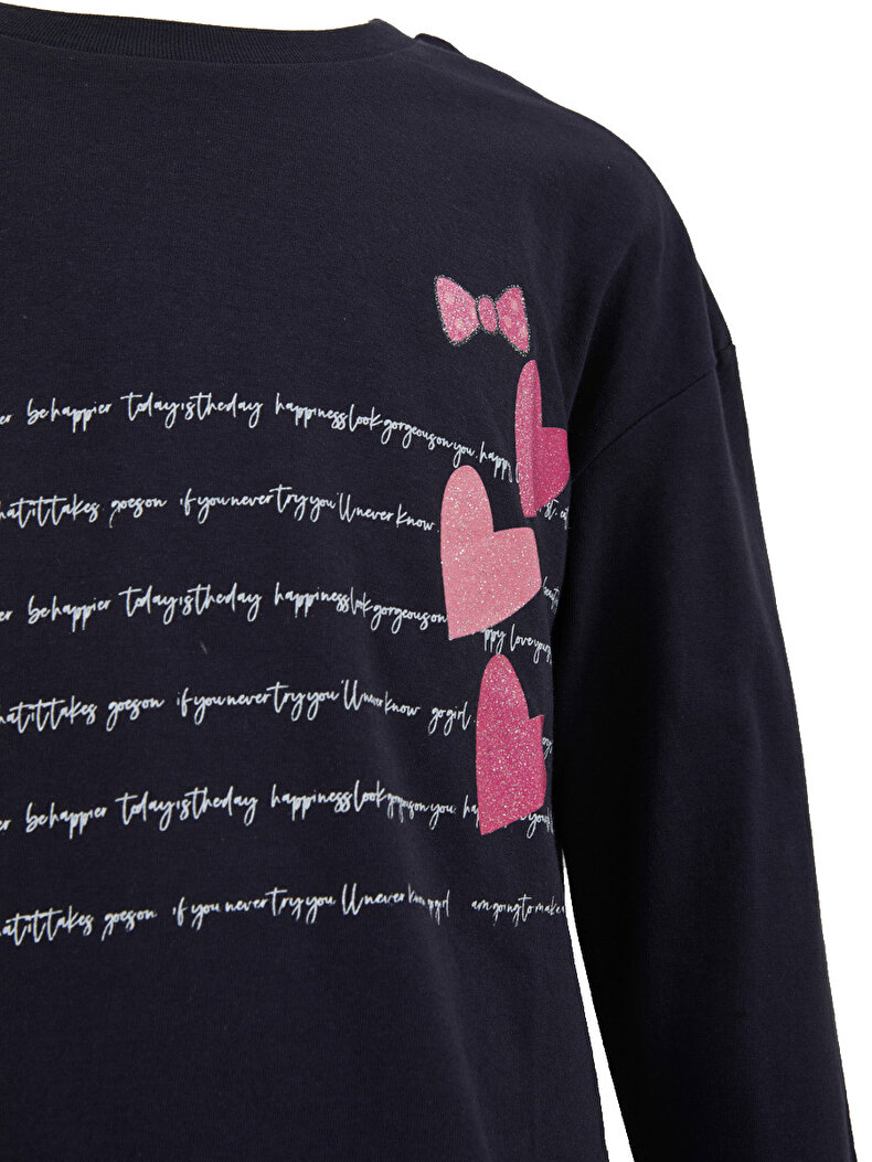 Dunkelblau T-shirt Langarm