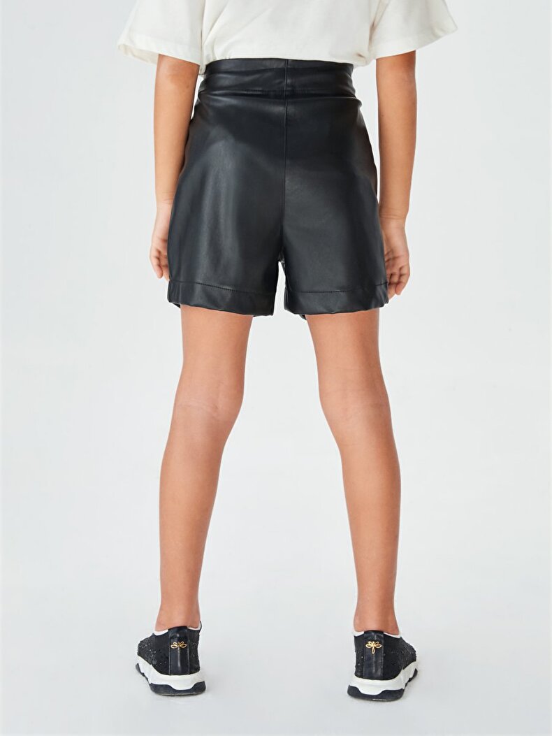 Leather Look Black Shorts
