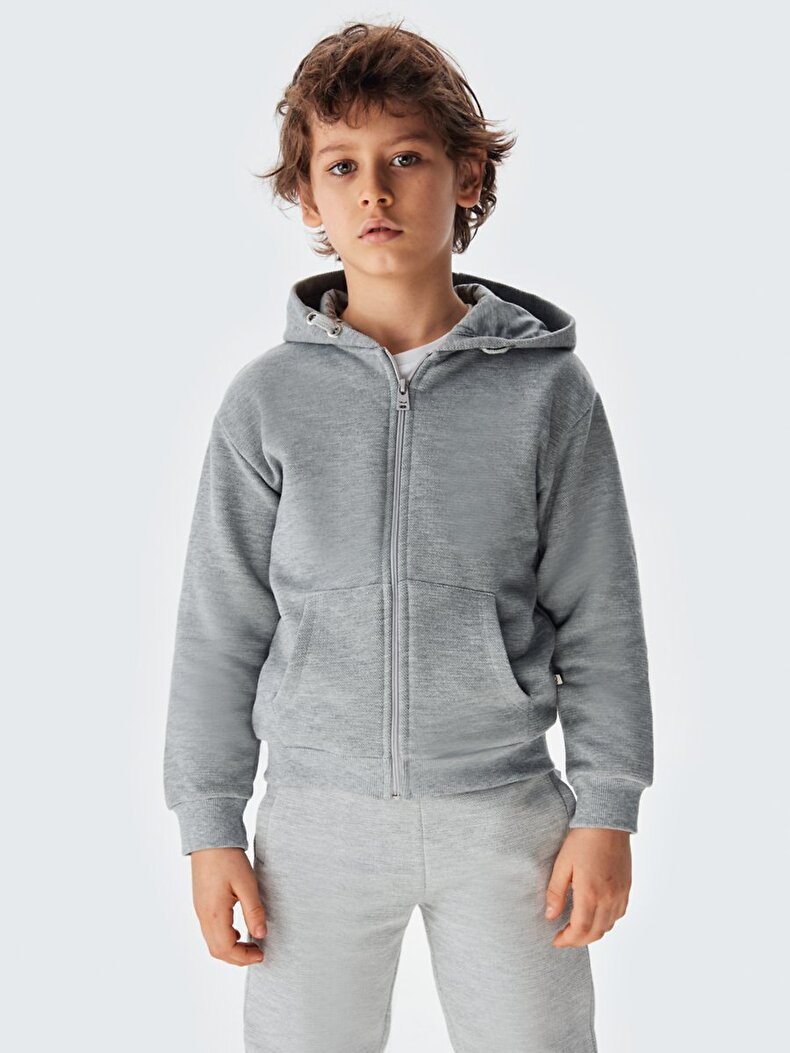 Grau Strickjacke