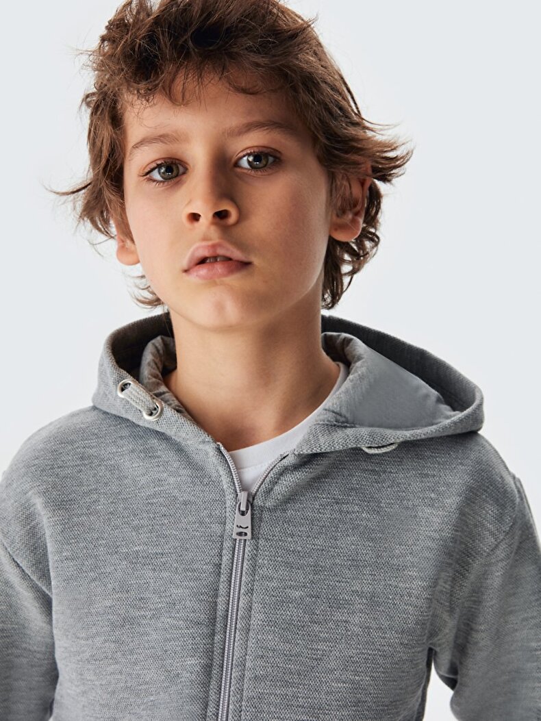 Grau Strickjacke