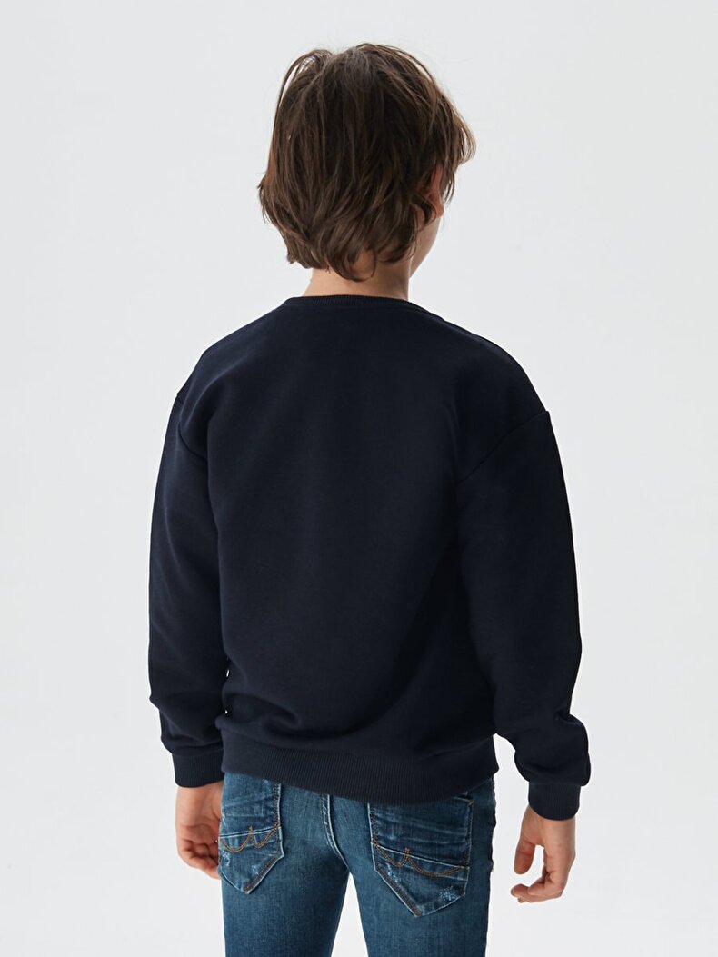 Crew Neck Donkerblauw Sweatshirt