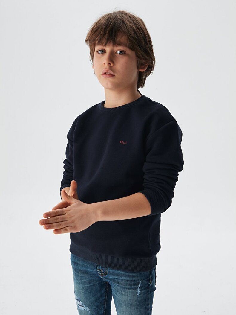 Crew Neck Donkerblauw Sweatshirt