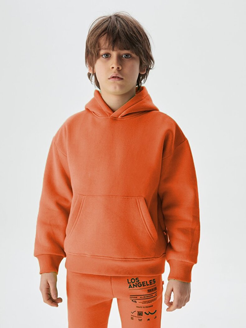 With Hood Orange Sweatshirt