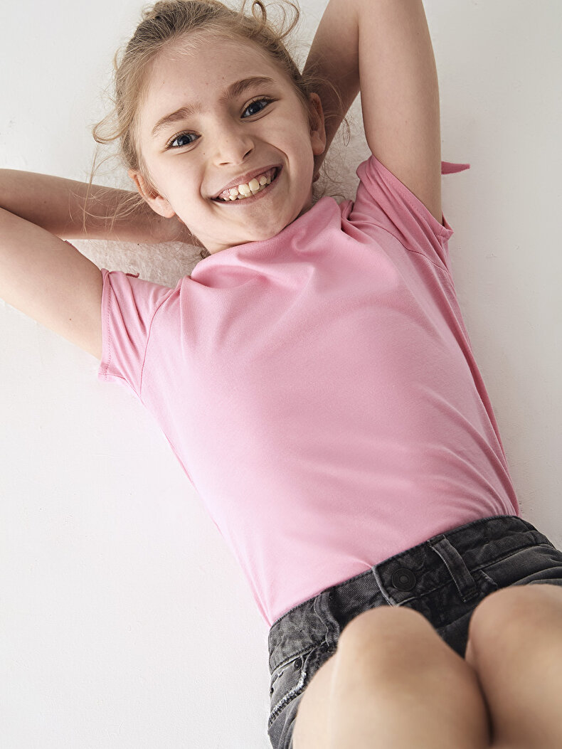 Cord Closure Detailed Pink T-shirt