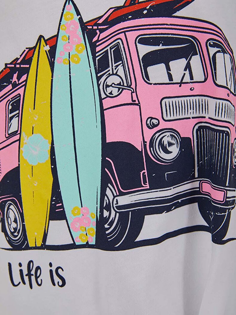 Cord Closure Detailed Weiss T-shirt