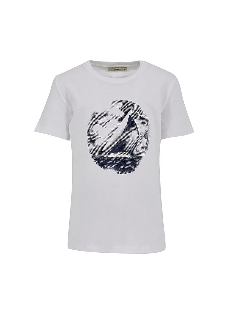 Graphic Print Short Sleeve Wit T-shi̇rt