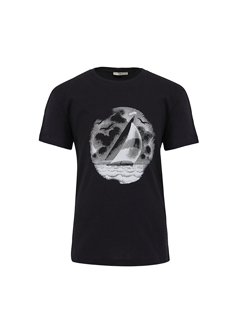 Graphic Print Short Sleeve Zwart T-shi̇rt