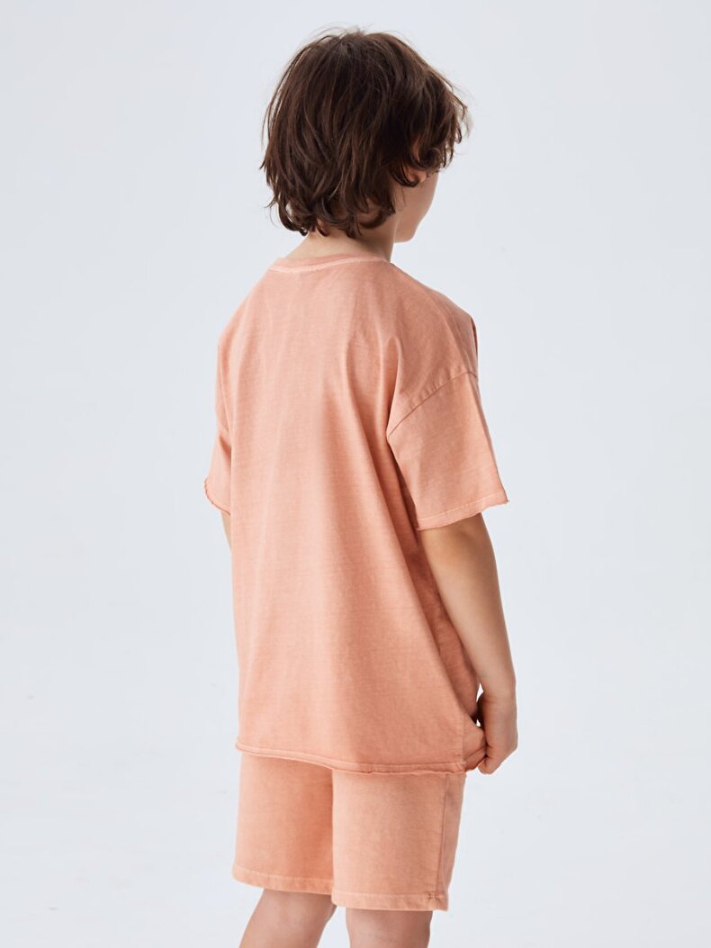 Short Sleeve Round Collar Orange T-shirt